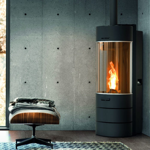 poele granules original design moderne thermorossi bellavista grande vitre